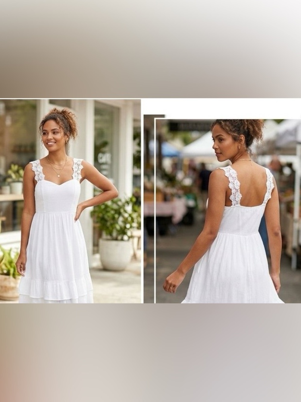 Charlotte Russe White 100% Cotton cottagecore Lace Strap Mini Dress XL BRSS0594 - Picture 4 of 14